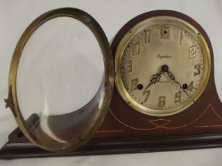 Antique Mantel Clock Usa Art Deco Ingraham Duplex 1955 Oak Rare Wood Old 8 - Day