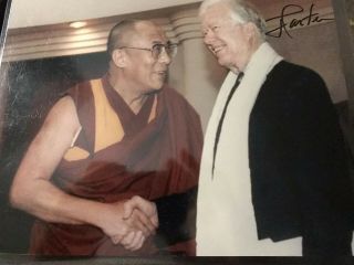 Jimmy Carter & Dalai Lama Signed 8x10 Photo Jsa