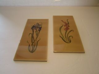 Vintage Contemporary Spanish Tiles Two Flower Design 8.  5 By 4