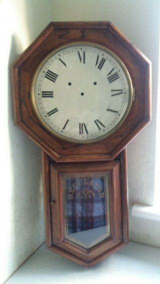 Antique Wooden Drop Dial Wall Clock Casing - E.  Ingraham - Regulator - 31 X18 "