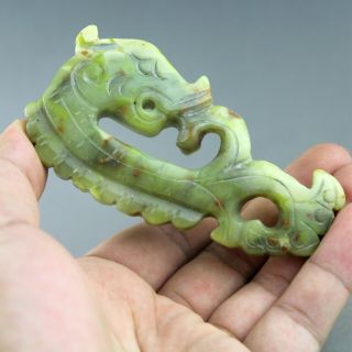 3.  9  China Old Jade Chinese Hand - Carved Ancient Phoenix Statue Pendant 0563