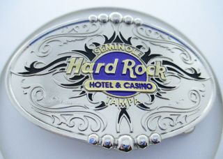 Hard Rock Tampa Hotel & Casino Silver Metal Belt Buckle $60.  Retail