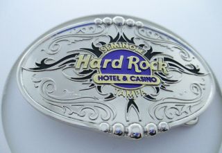 Hard Rock Tampa Hotel & Casino Silver Metal Belt Buckle $60.  Retail 2