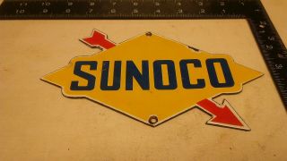 Old Vintage Sunoco Gasoline Oils Porcelain Sign Gas Station Pump Plate Dealer