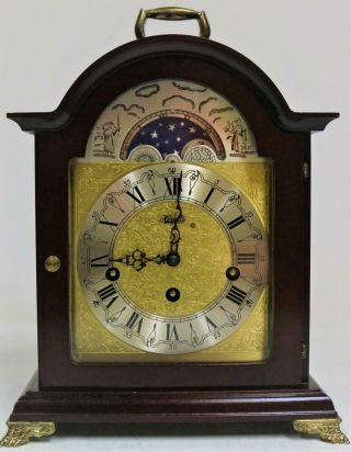 Vintage Westminster Chime Musical Bracket Clock Mahogany 8 Day Mantel Clock