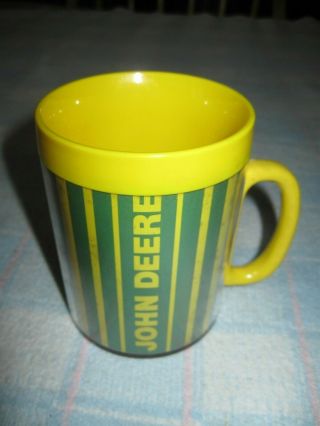 Vintage John Deere Thermo Serv Coffee Mug Cup Yellow / Green