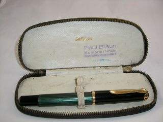 Vintage Pelikan M400 Green Striped Old Style Fountain Pen Gold Nib Size " F " (k)