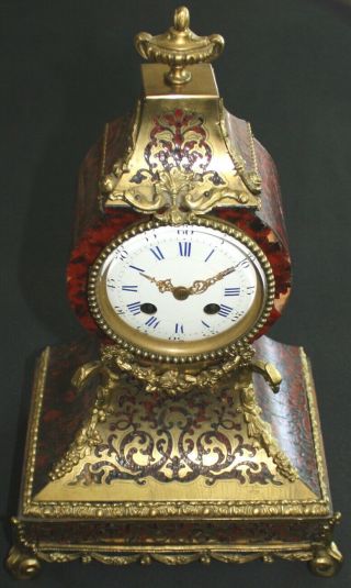 Antique Japy Freres Mantel Clock,  Louis Xv Style Boulle/tortoise; 8 Da,  1/2 Str