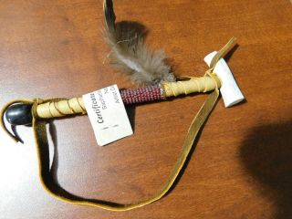 Navajo Deer Antler Peace Pipe Handmade With Buckskin,  Feathers & Beads - L7