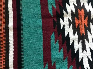 El Paso Saddle Blanket Co Southwestern Navajo Style Rug 44”x 7” Turquoise/Multi 2