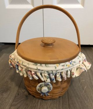 Longaberger Spring Floral Basket With Lid And Handle