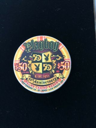 50th Anniversary $50 Playboy Palms Casino Chip $50.  00