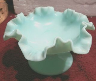 Unmarked Fenton Ruffled Rim Blue Compote