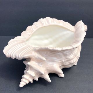 Vintage Atlantic Mold Ceramic Conch Seashell Planter Pink 4.  5”hx8.  75”wx5.  5”w