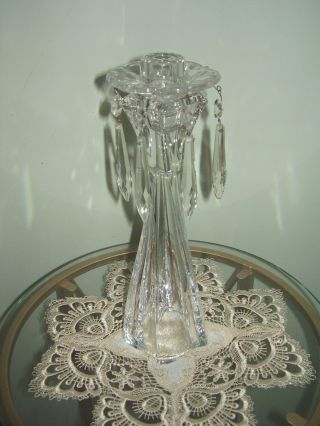Antique Chandelier Glass Candle Holder Bobeche W/6 Prisms