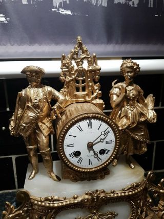Old Antique French Ornate Spelter Mantel Clock,  stunning looking clock 2