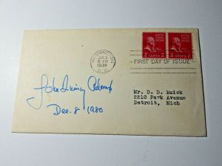 Orig 1938 First Day Issue John Quincy Adams Stamp Signed By Great Grandson