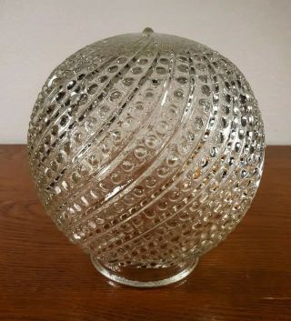Vintage 6 " Hobnail Swirl Clear Glass Parlor Lamp Shade Or Ceiling Round Globe
