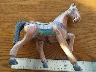 Vintage Folk Hand Carved Wooden Horse Statue figurine 2