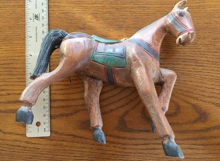Vintage Folk Hand Carved Wooden Horse Statue figurine 3