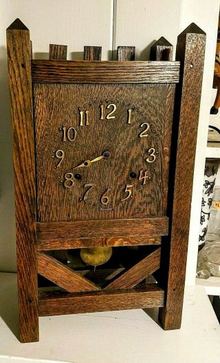 Vintage/antique Sessions Mission Oak Mantle Clock Parts 17 " X 10 "