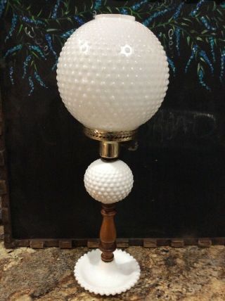 Vintage 1960’s White Milk Glass Hobnail Lamp Gone With The Wind Table Lamp Evc