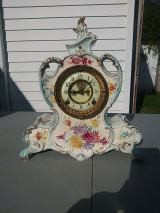 Antique Ansonia Royal Bonn Mantle Clock.  Small Chip No Key