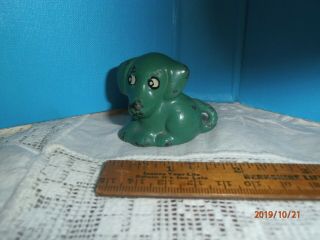 Antique Vintage Spencer Cast Iron Miniature Dog Green Paint Puppy Figurine