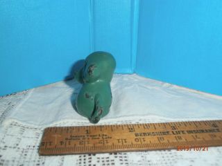 Antique Vintage Spencer Cast Iron Miniature Dog Green Paint Puppy Figurine 2