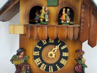 German Wood Cuckoo Clock Hand Made In Germany W Dancing Couples By Herr.  Repair