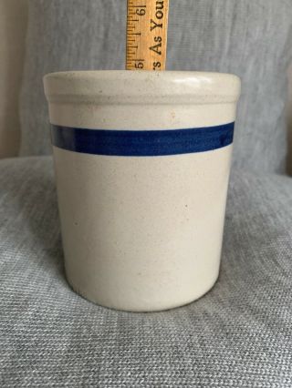Blue Stripe & Grey 5.  5 " Pottery Stoneware Crock Kitchen Art Retro Deco