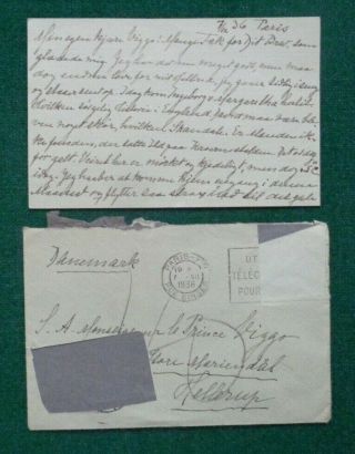 Antique Signed Letter Prince Valdemar To His Son Prince Viggo Denmark Rosenborg