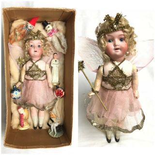 Antique Vintage Old Christmas Tree Fairy Doll Angel Decorations