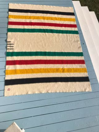 Vintage Hudson Bay Point Wool Heavy Blanket