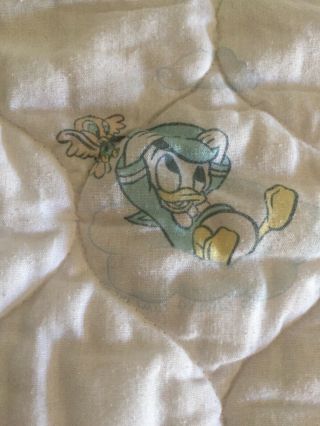 Vtg 80s Baby Mickey Mouse Minnie Crib Comforter Quilted Blanket Disney Clouds 3