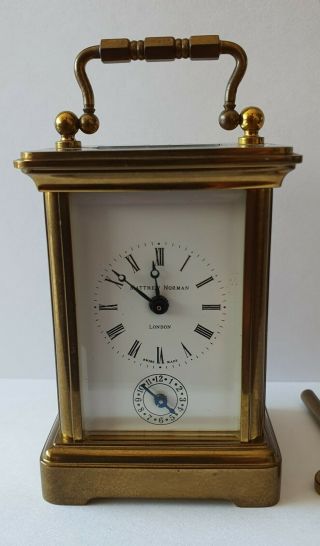 Miniature Alarm Carriage Clock Matthew Norman London,  Swiss Made