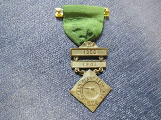 Antique Massachusetts Volunteer Militia - 1906 1907 Second Class Revolver Medal