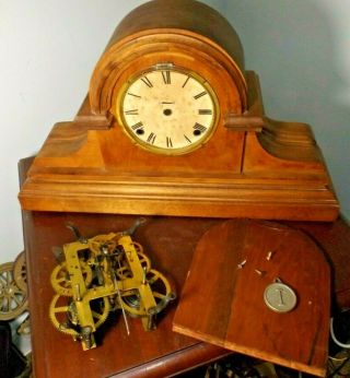 Antique 1900s E.  Ingraham " Neptune " 8 Day Mantle Clock For Restoration Project