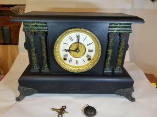 Vintage Sessions 4 Column Mantle Clock With Pendulum And Key