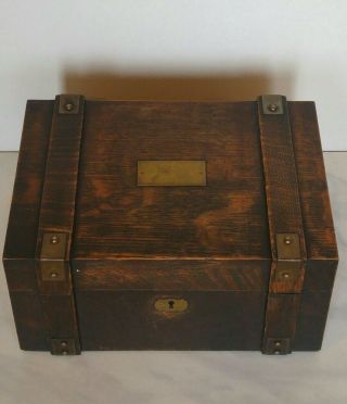 Mission Oak Poker Box w Clay Chips Quarter Sawn Caddy Arts & Crafts Early 1900 ' s 2