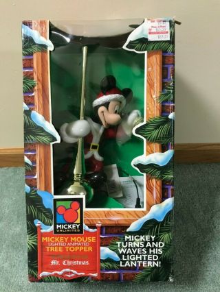 Vtg Mr Christmas Animated Mickey Mouse Lighted Lantern Tree Topper 1994 No Cord