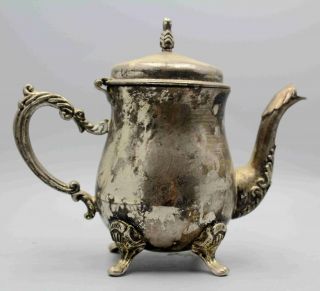 Qianlong Years Collectable Miao Silver Handwork Carving Delicate Unique Teapot