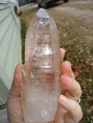 Xlg Lemurian Quartz Crystal With Multiple Rainbows,  Brazil