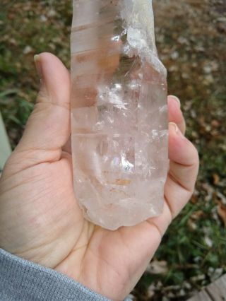 Xlg Lemurian quartz crystal with multiple rainbows,  Brazil 2
