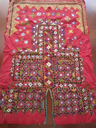 Vintage Textile Hand Embroidered & Mirrored Panel Piece Fragment India