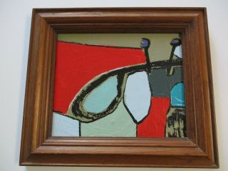 Vintage Contemporary Abstract Painting Non Objective Modernism Cubist Cubism