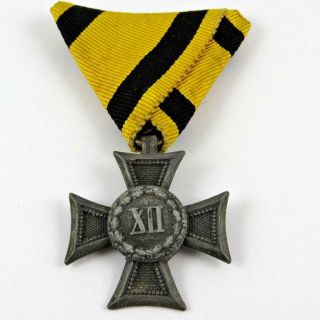 Antique 1867 - 1913 Austria 12 Years Austrian Long Service Cross Military Medal