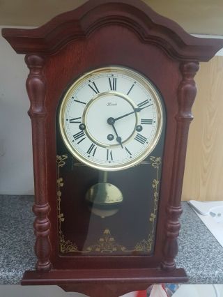 Vintage Franz Hermle 8 Day Mahogany Musical Westminster Chime Wall Clock 2