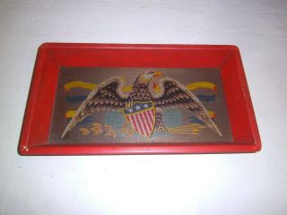 Vintage Yorkcraft Wooden Tray Federalist American Eagle Shield Colonial Folk Art