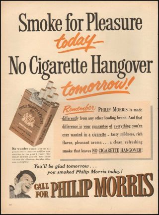 1952 Vintage Ad For Philip Morris`tobacco Cigarettes Retro Package (122218)